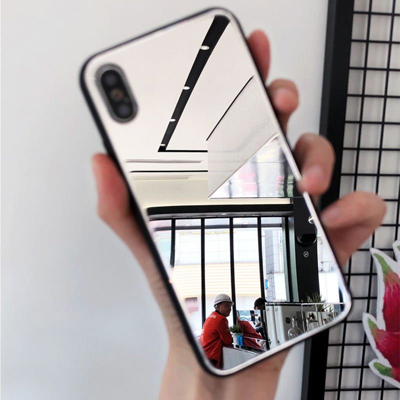 网红同款iPhonex玻璃手机壳苹果8镜子面i7plus