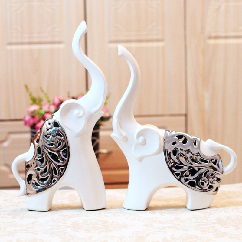 新款情侣大象 现代创意家居陶瓷摆件家居饰品装饰品结婚礼物 