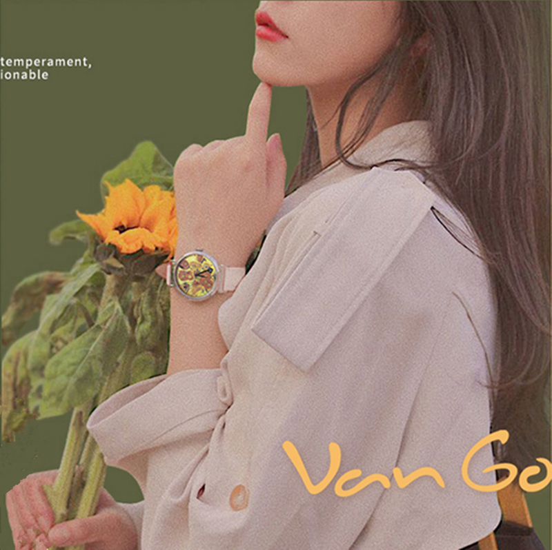 VAN GOGH梵高手表女油画向日葵太阳花石英腕表正版瑞士原装进口
